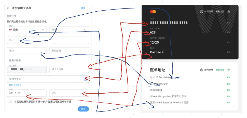 卡片信息绑定示意图